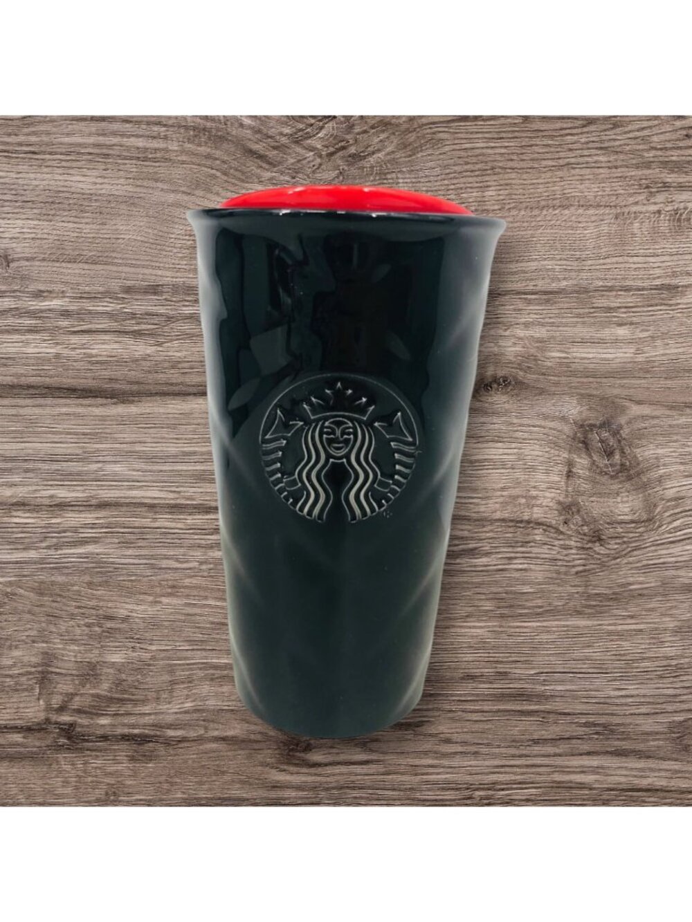 Starbucks Coffee 2015 Black Diamond Quilted Siren Mermaid Ceramic Tumbler Red 10